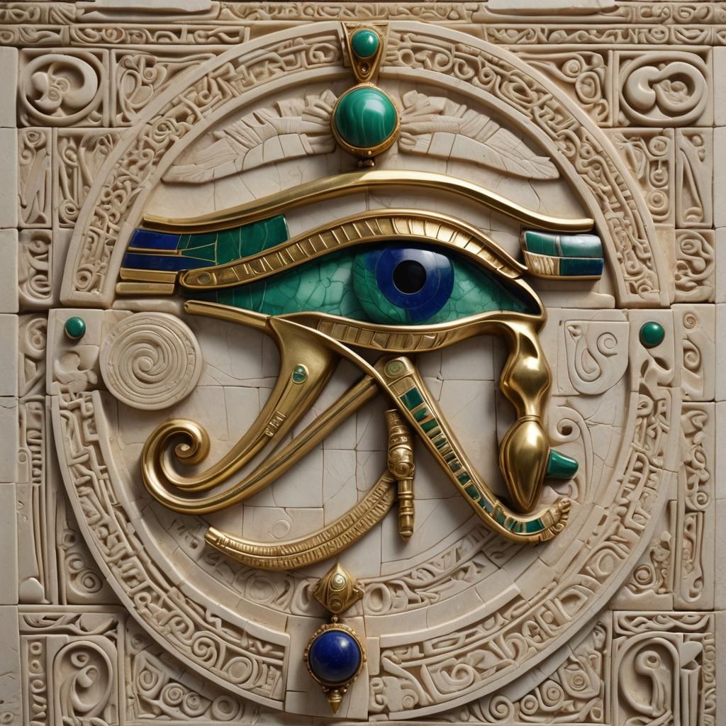 Ornate Eye of Horus Carving in Stone