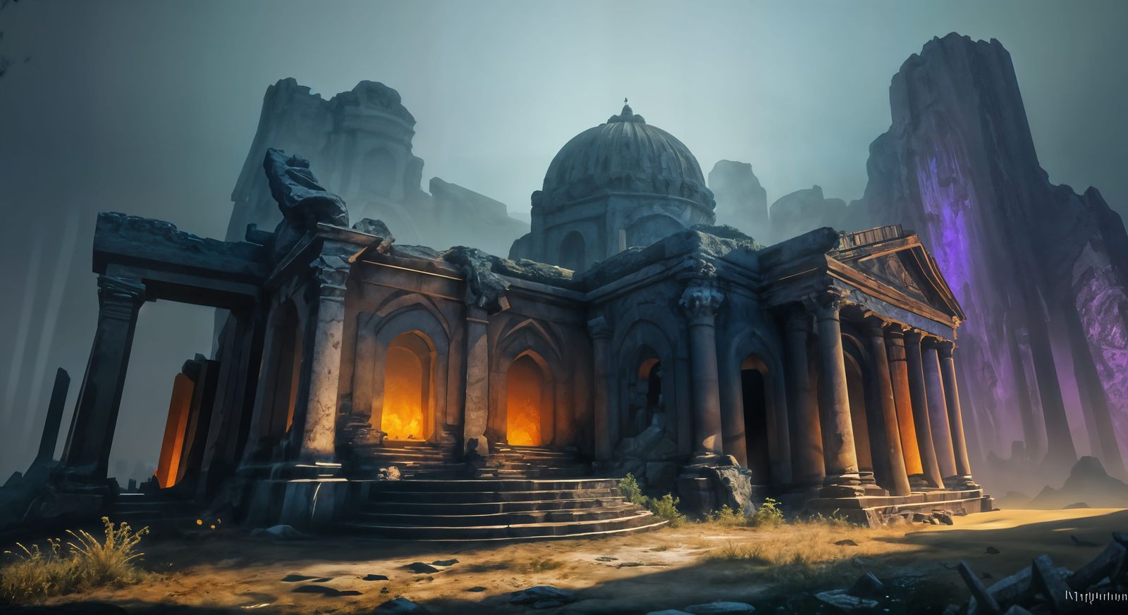 Explorer in Ancient Ruins: A Fantasy Oil Painting