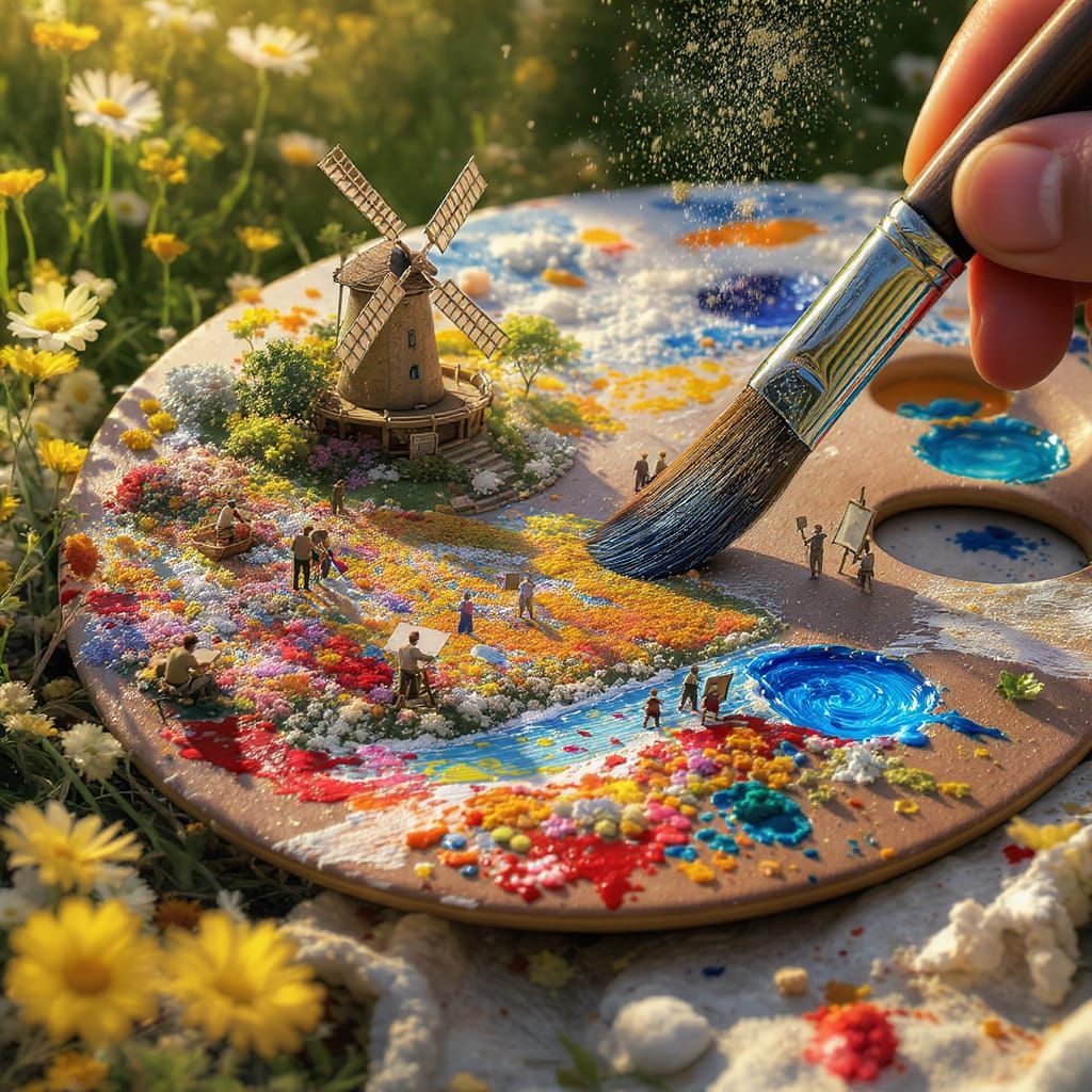 Impressionistic Landscape on a Painter's Palette