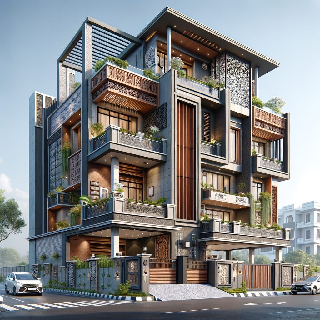 Detailed Building Elevation Design as Matte Painting