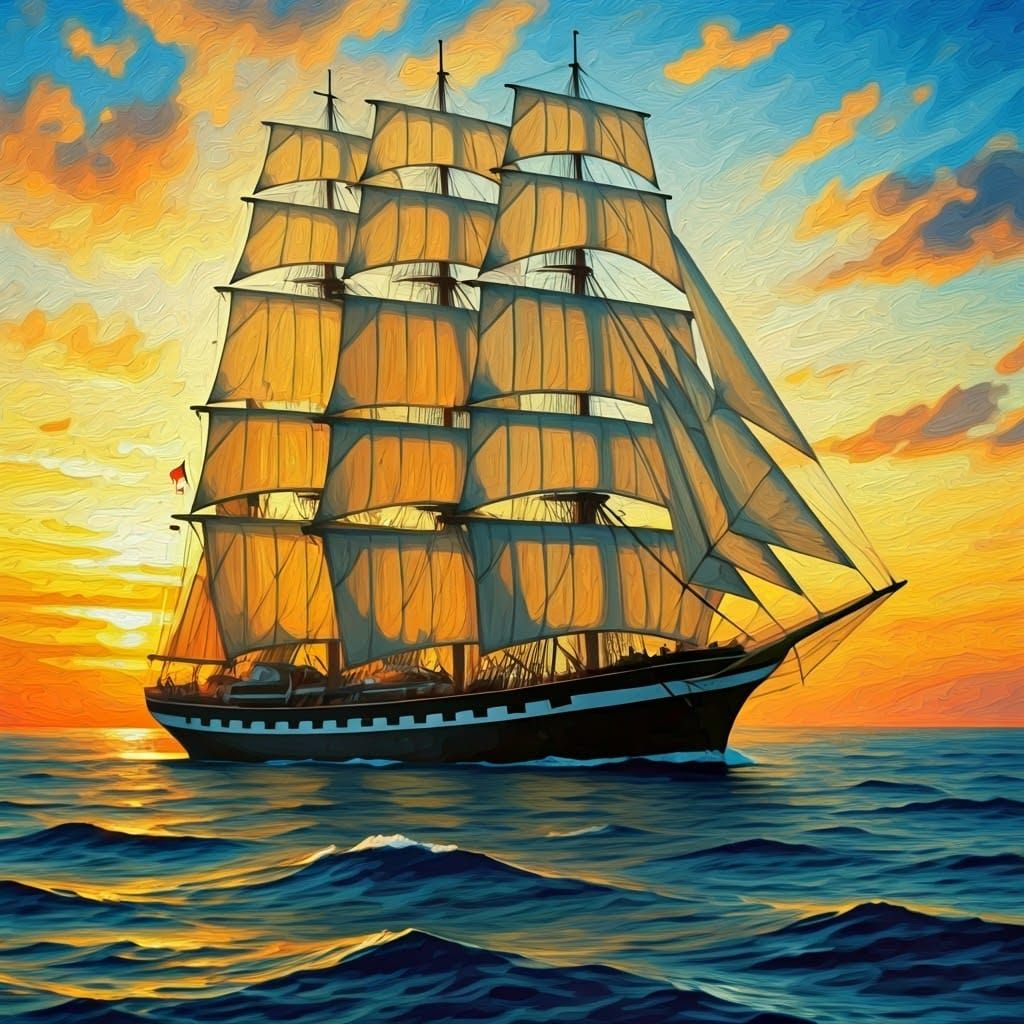 Full rigged sailing ship
