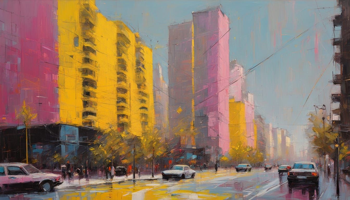 Paris City Abstract Geometry Oil Painting