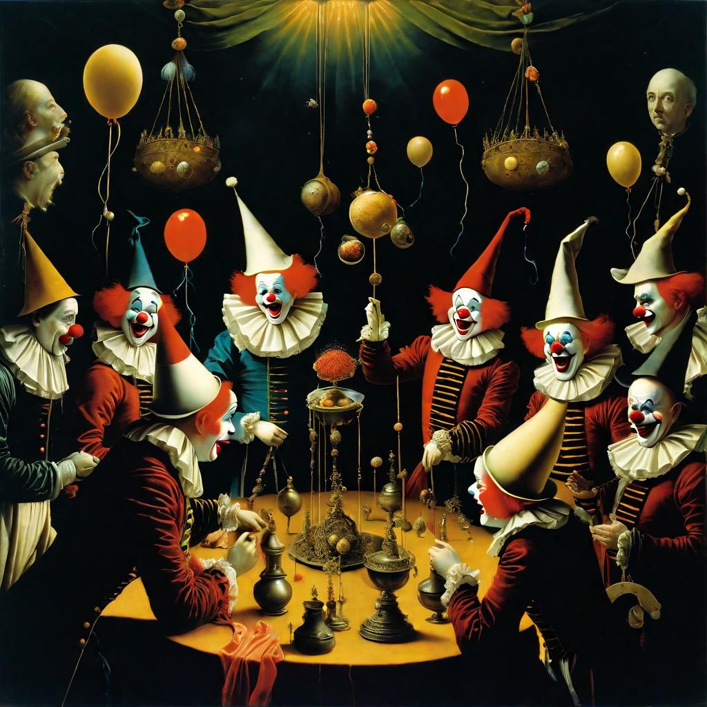 Surreal Clowns in Astral Horror Style
