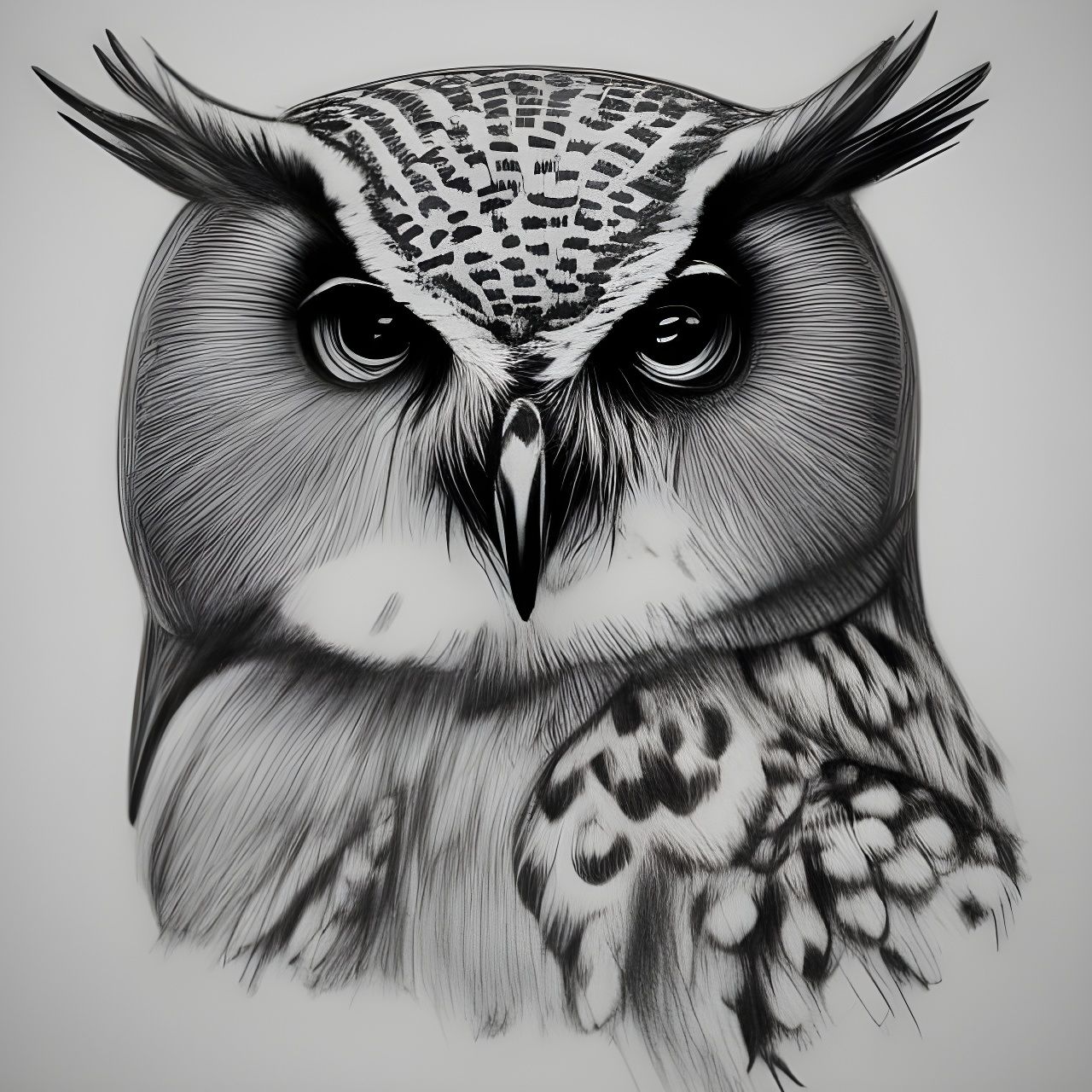 Detailed Chalkboard Owl Sketch in Pencil