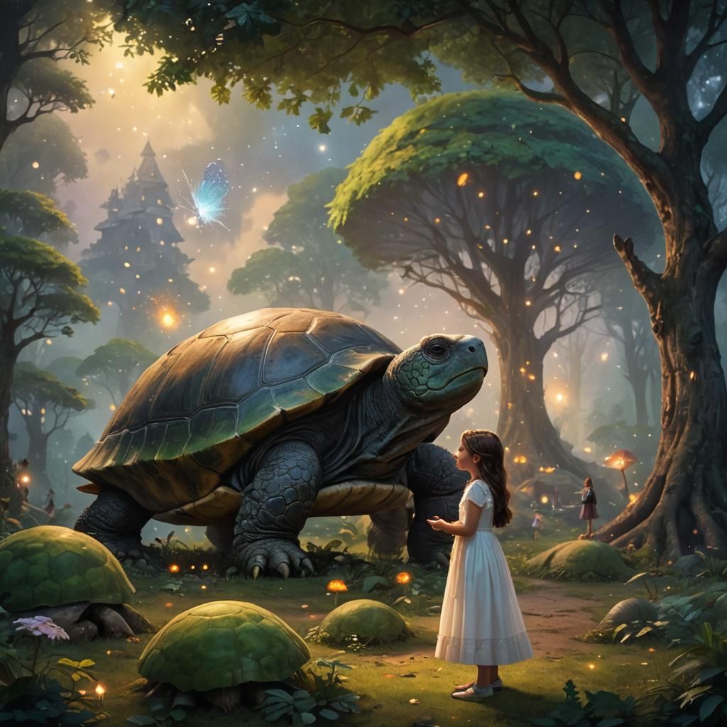 A litte girl with dark long hair and white dress standing in...