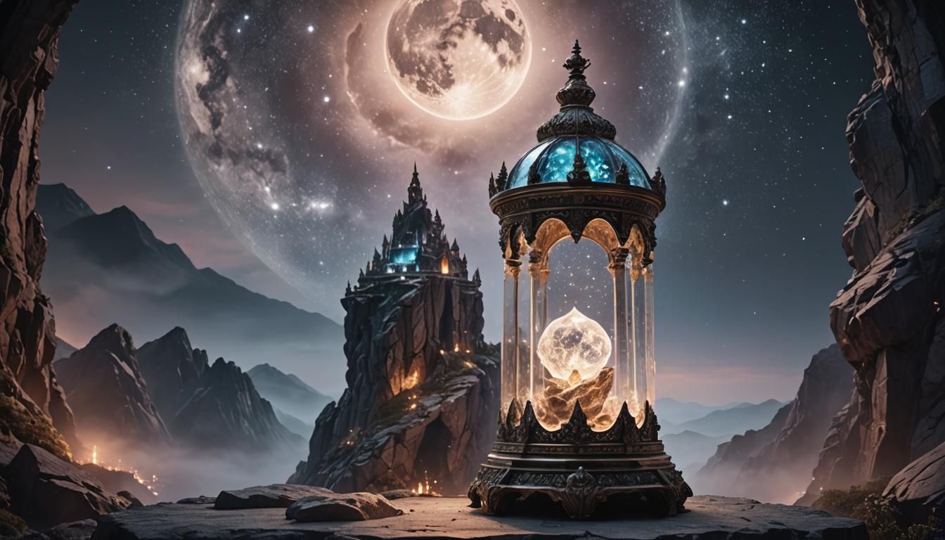 Nebula Star Lamp on Mountain Altar