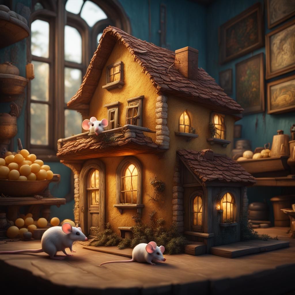 Mouse in Cheese House: Fantastical Art