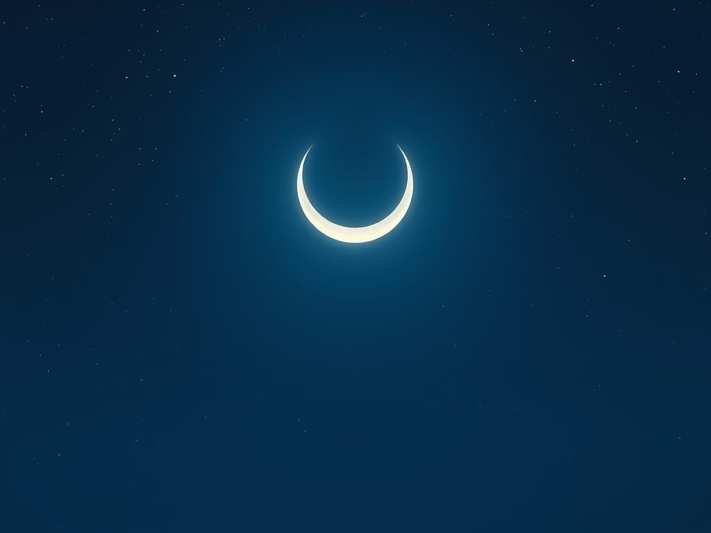 Dreamy Crescent Moon Shines in Starry Night Sky