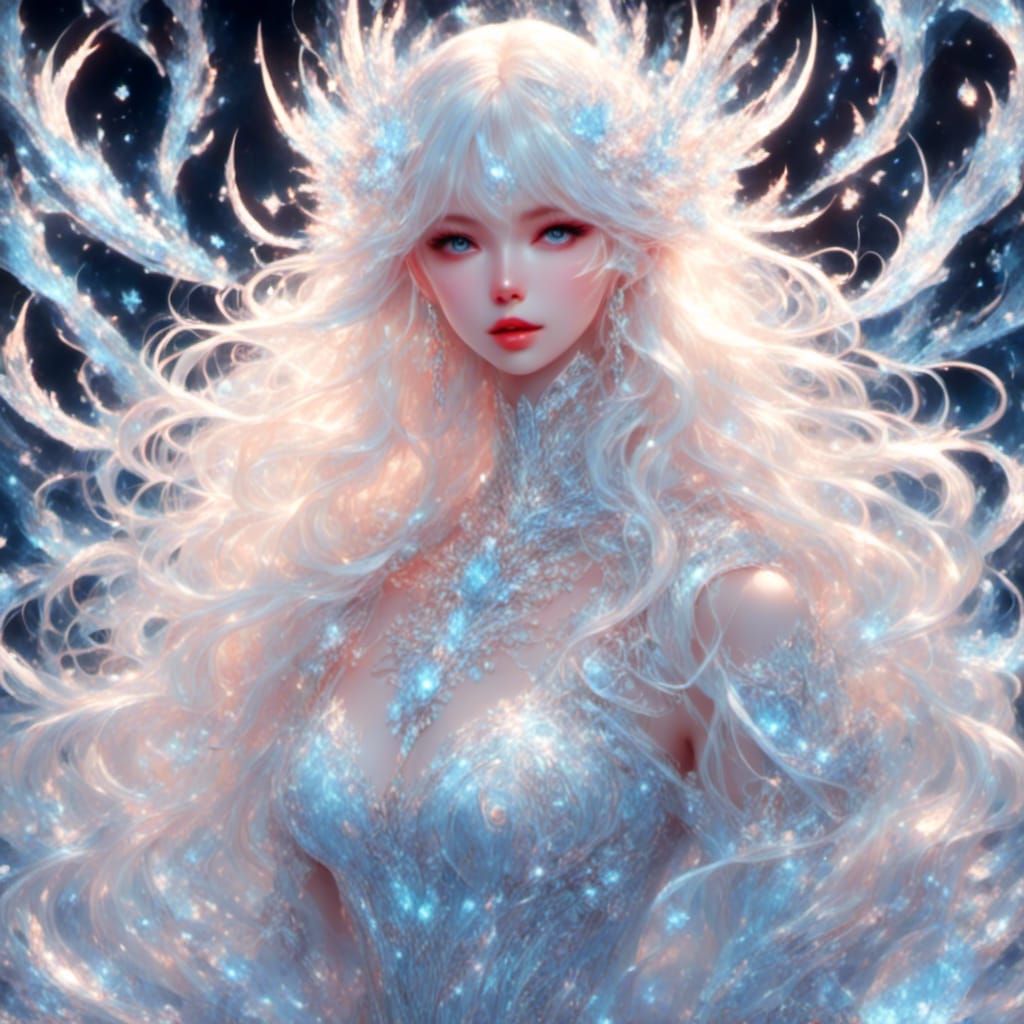 Ice Elf Princess in Cyberpunk Style