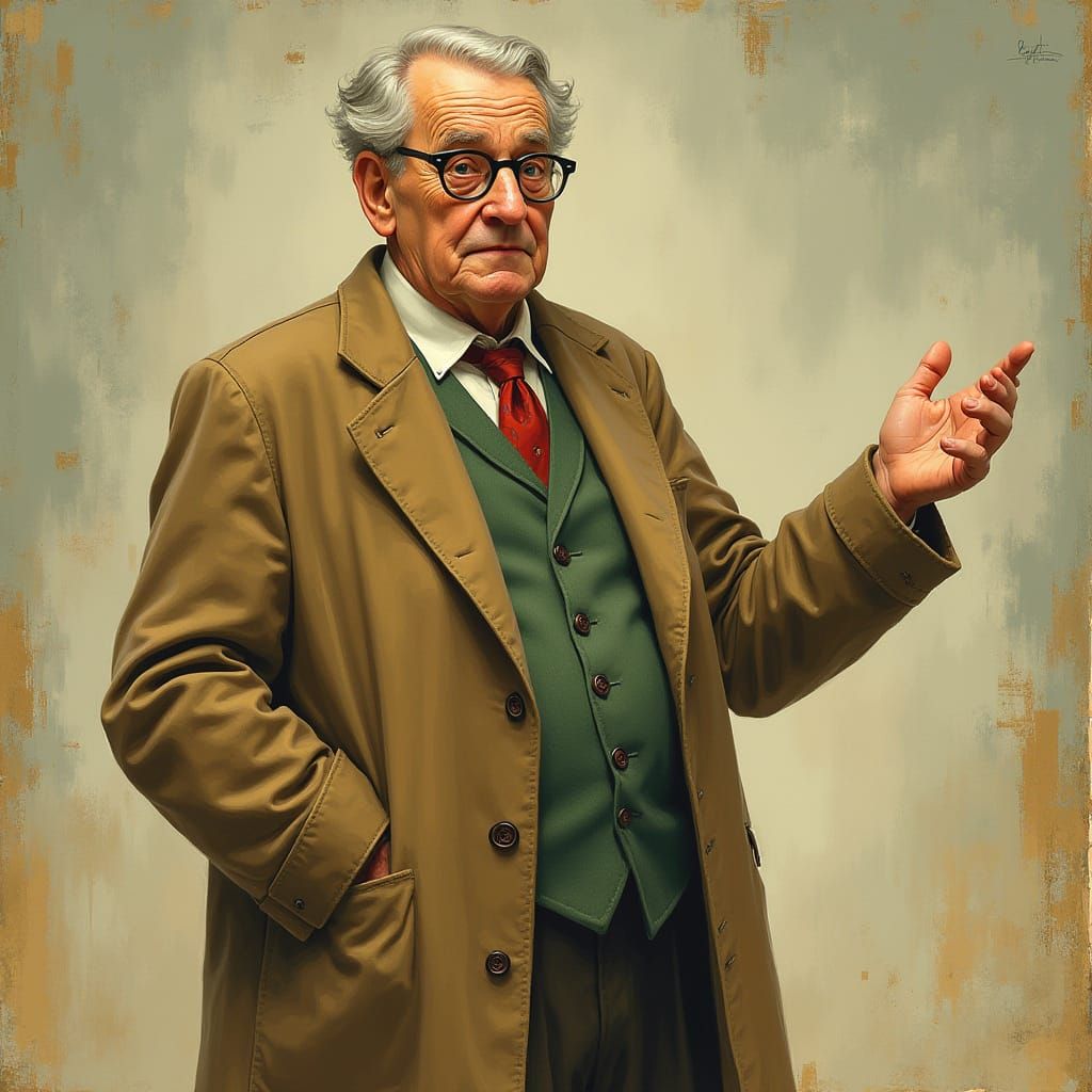 Nostalgic School Teacher in Rockwell-esque Folk Art Style