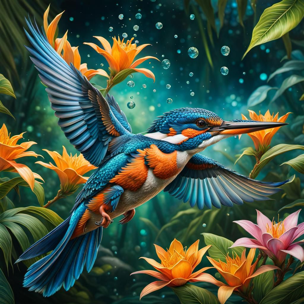 Kingfisher in flight