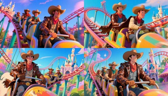 Cowboys Ride Roller Coasters at Disneyland