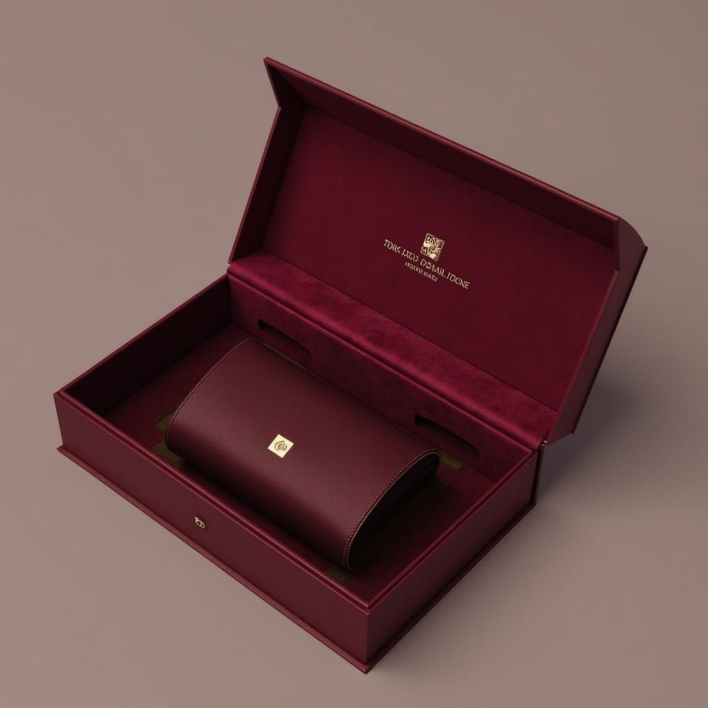 Luxury Handbag Packaging in Burgundy Velvet with Gold Accent...