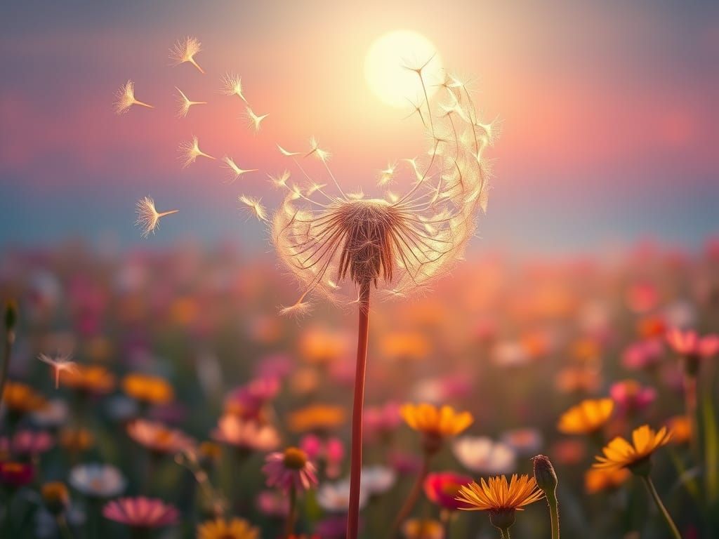 Surreal Dandelion Goddess Sways in the Ethereal Breeze