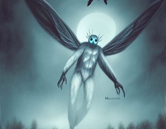 Mothman Cryptid Silhouette in Digital Art
