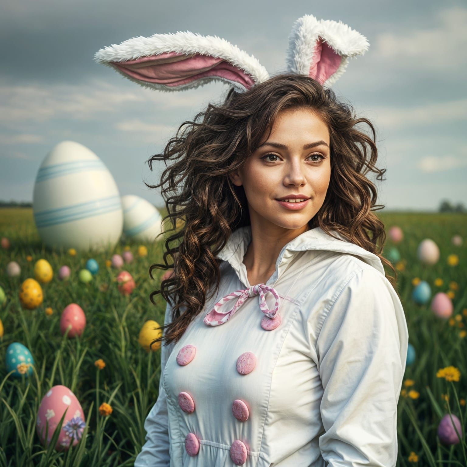 Enchanted Easter Lady in Whimsical Garden