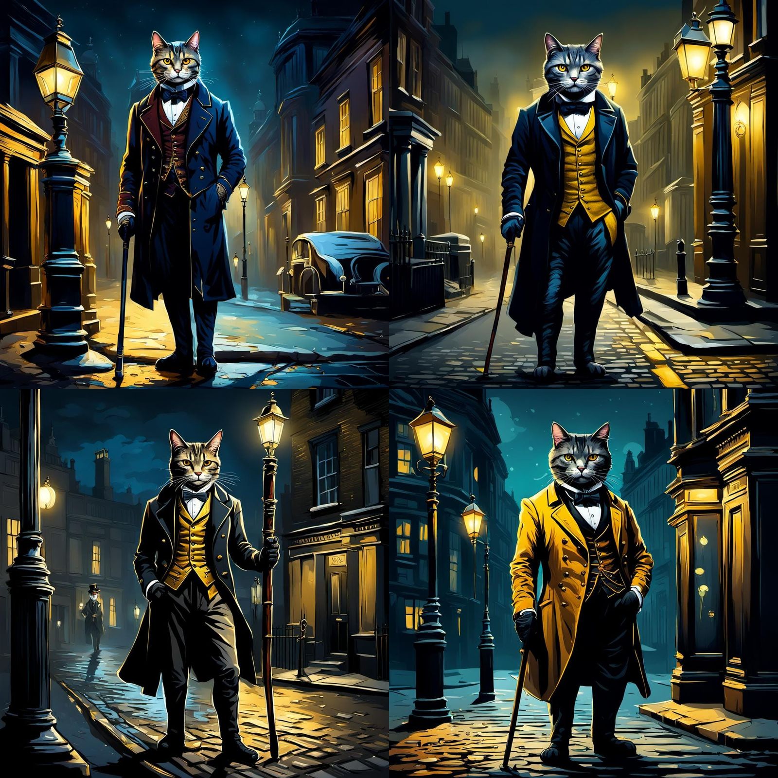 Victorian Cat Portrait on London Street Corner