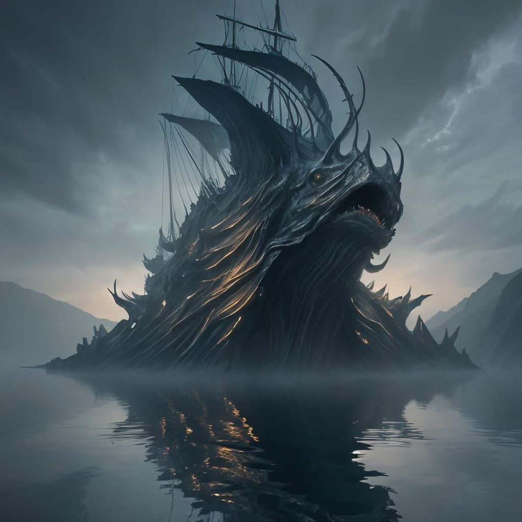 Epic Sea Monster Reflected: Digital Matte Painting