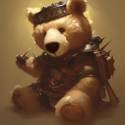 Teddy Bear Knight Portrait in Detailed Digital Art