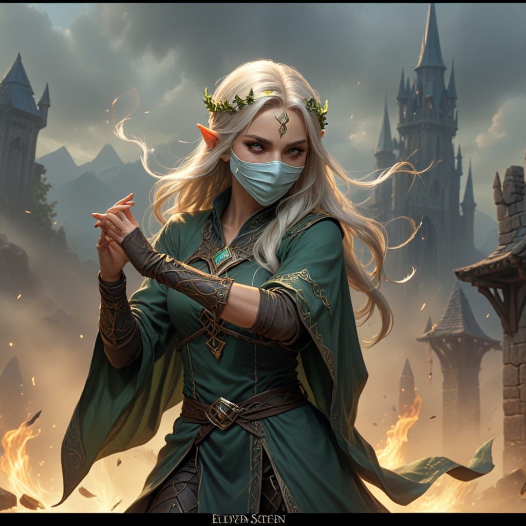 Enigmatic Blindfolded Elf Healer in Dark Fantasy Setting