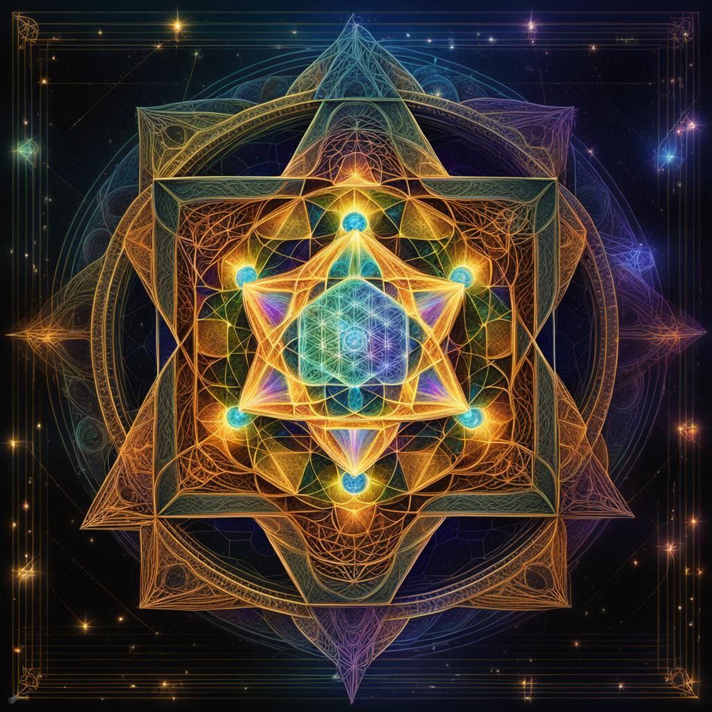 Metatron's Cube: Sacred Geometry in Photorealistic Style
