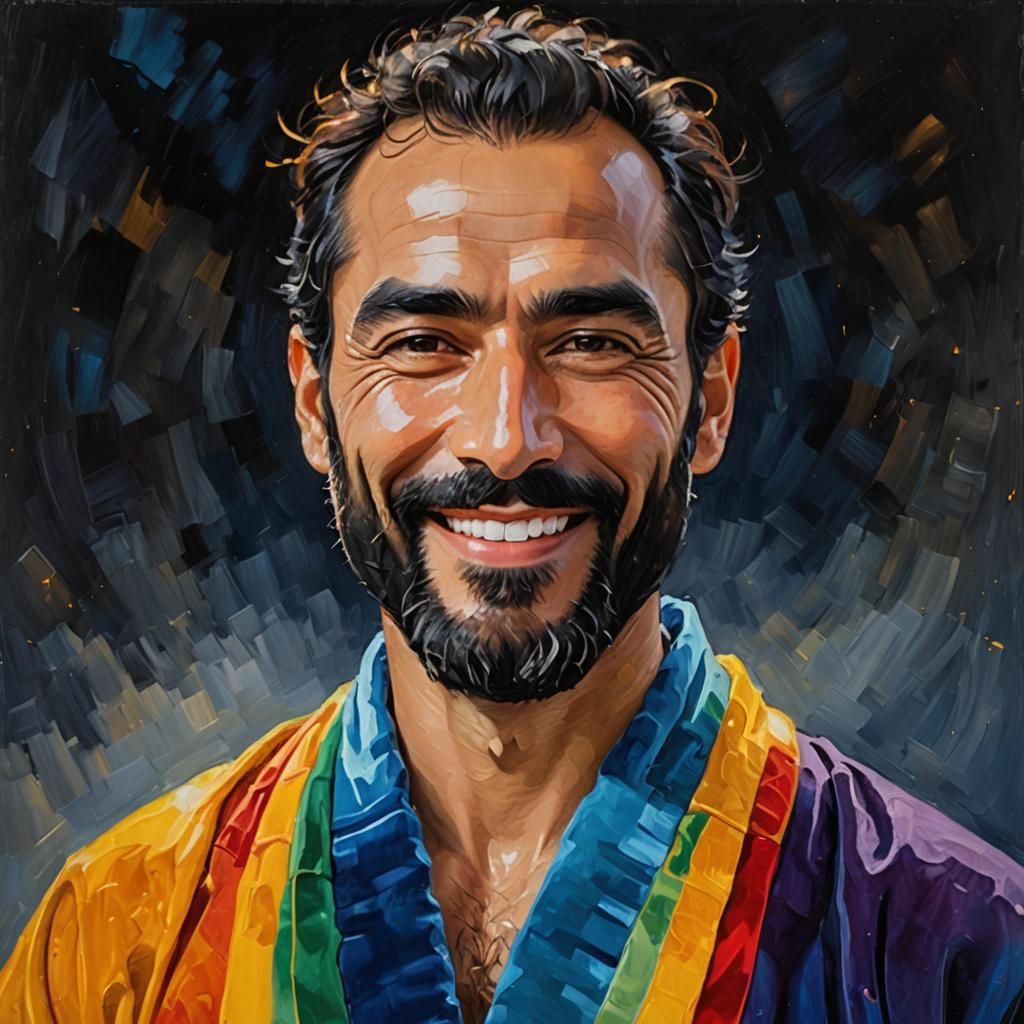 Radiant Man Portrait in Impasto Impressionism Style