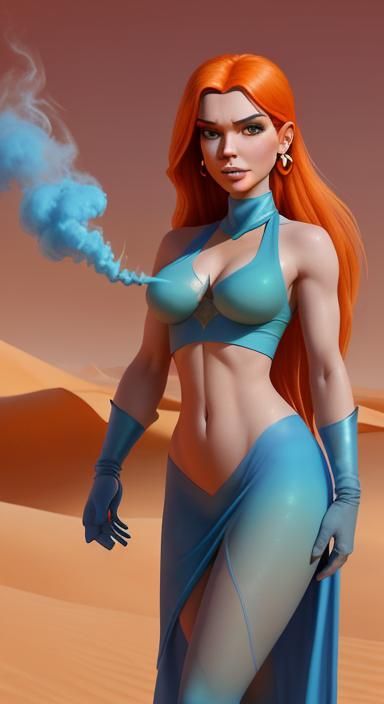 Kim Possible as Desert Genie with Smoke