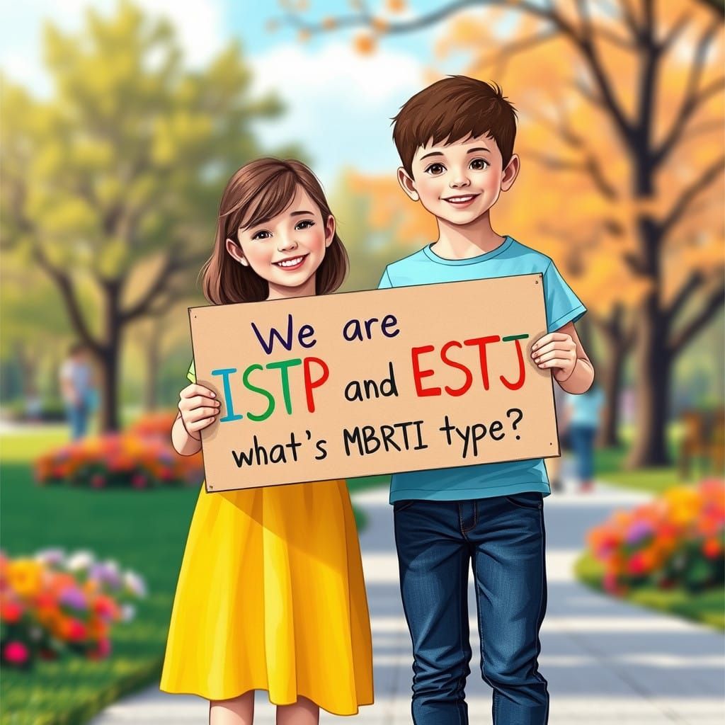 Modern MBTI Duo in Whimsical Park Scene