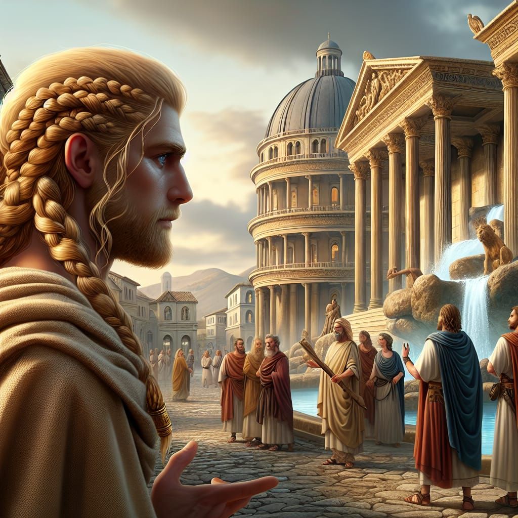 A British Celt visiting the Roman town of Aquae Sulis