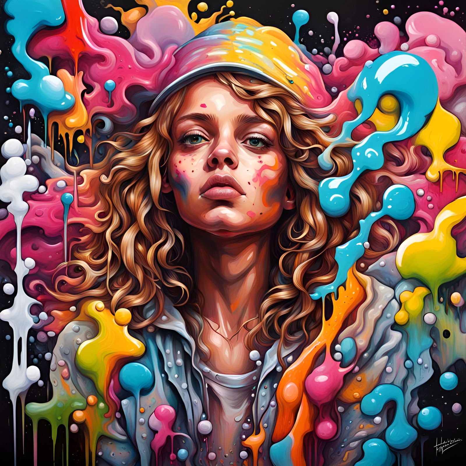 Maximalist Hermine Granger Graffiti Art Portrait