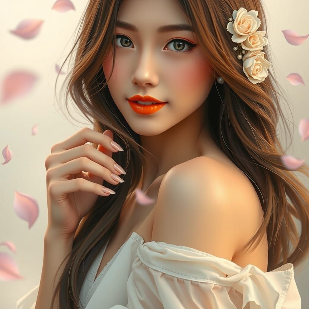 Elegant Korean Woman in Classical Modern Beauty