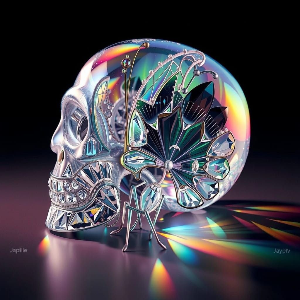 Luxuriant Emerald Butterfly in Crystal Radiance