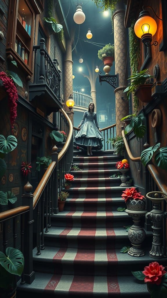 Steampunk Lady's Lost Journey: Surreal Collage in 4K
