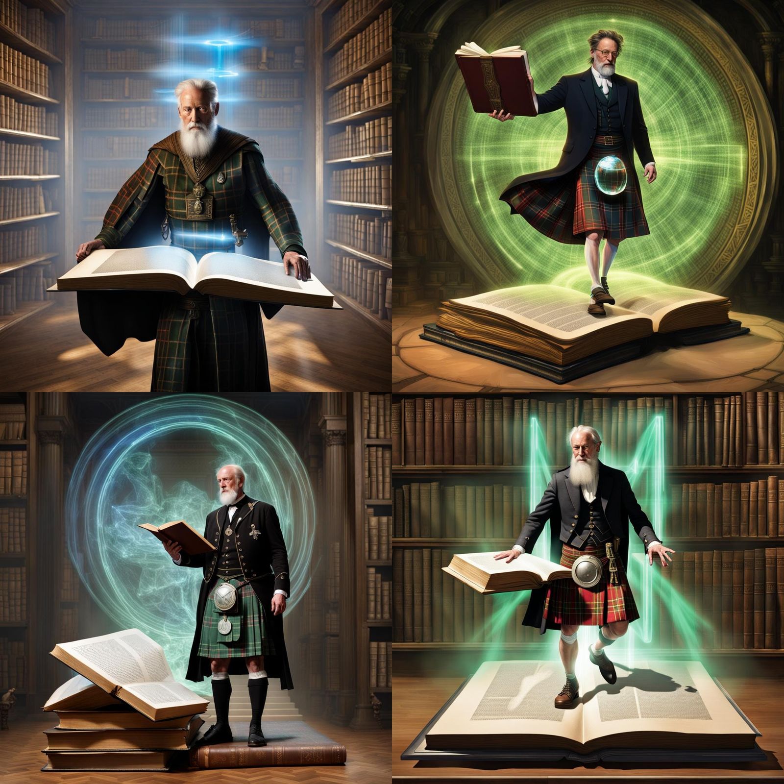 Holographic Lazarus Long Above Giant Book