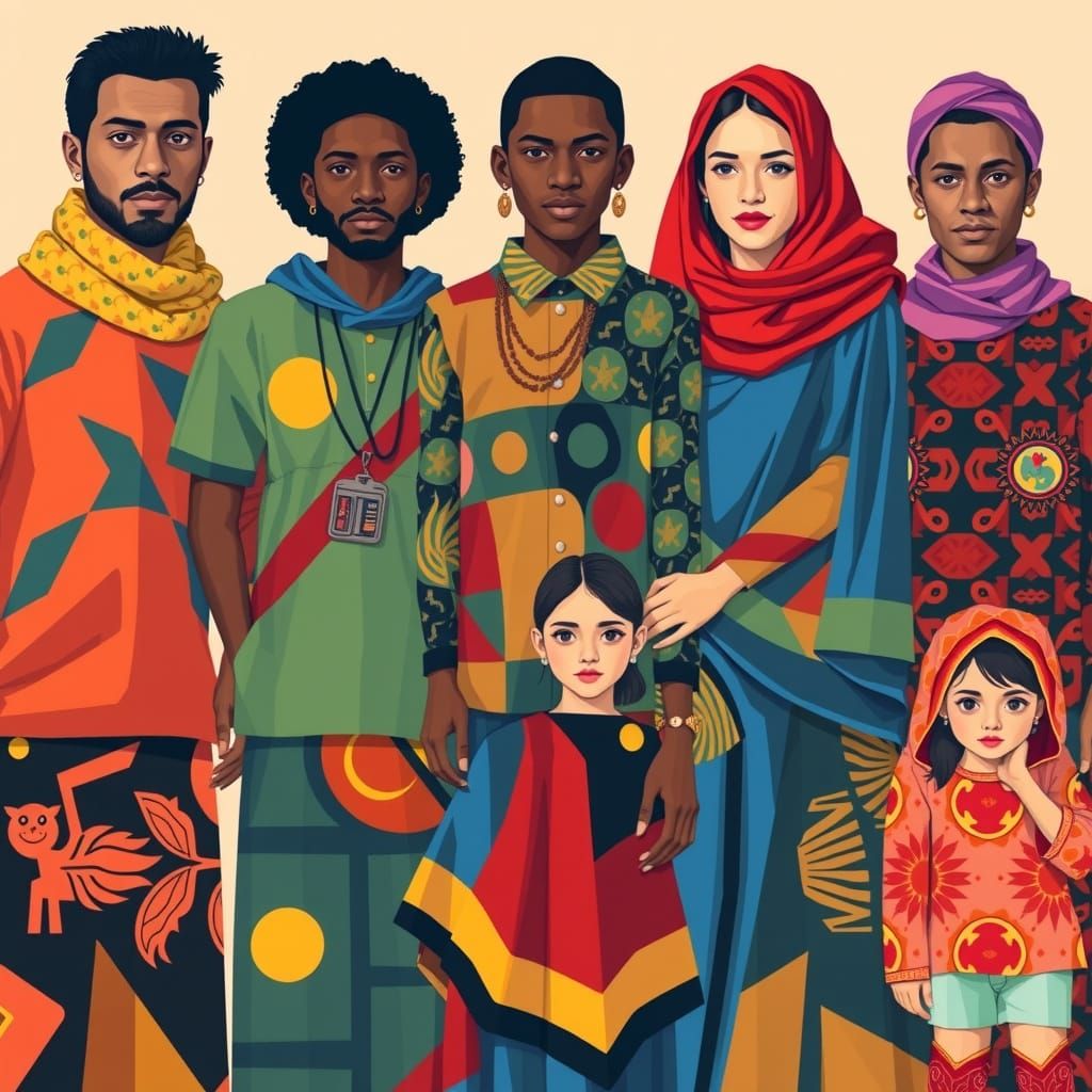 Vibrant WPAP Portrait of Global Unity