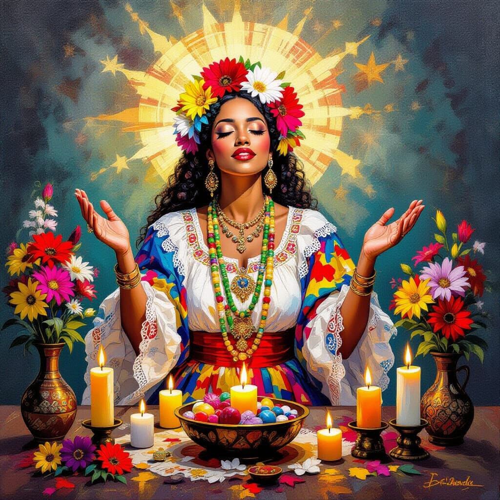 Mystical Santeria Ceremony with Afro-Cuban Attire