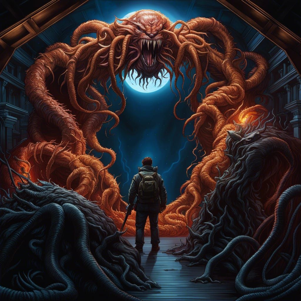 Horrific Creature Amalgam in Detailed Acrylic Impasto Style