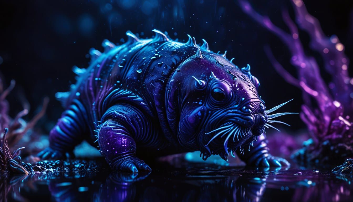 Tardigrades in Alcohol Ink Style: Macro Photography