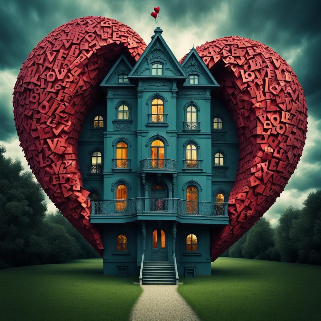 Surreal House Built from the Word Love
