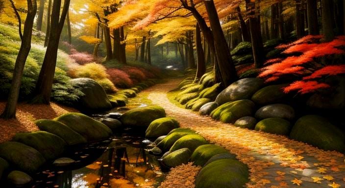 Japanese Woman in Autumn Kimono Oil Painting