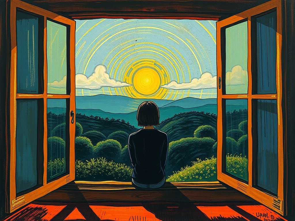 Vibrant Expressionist Window Scene