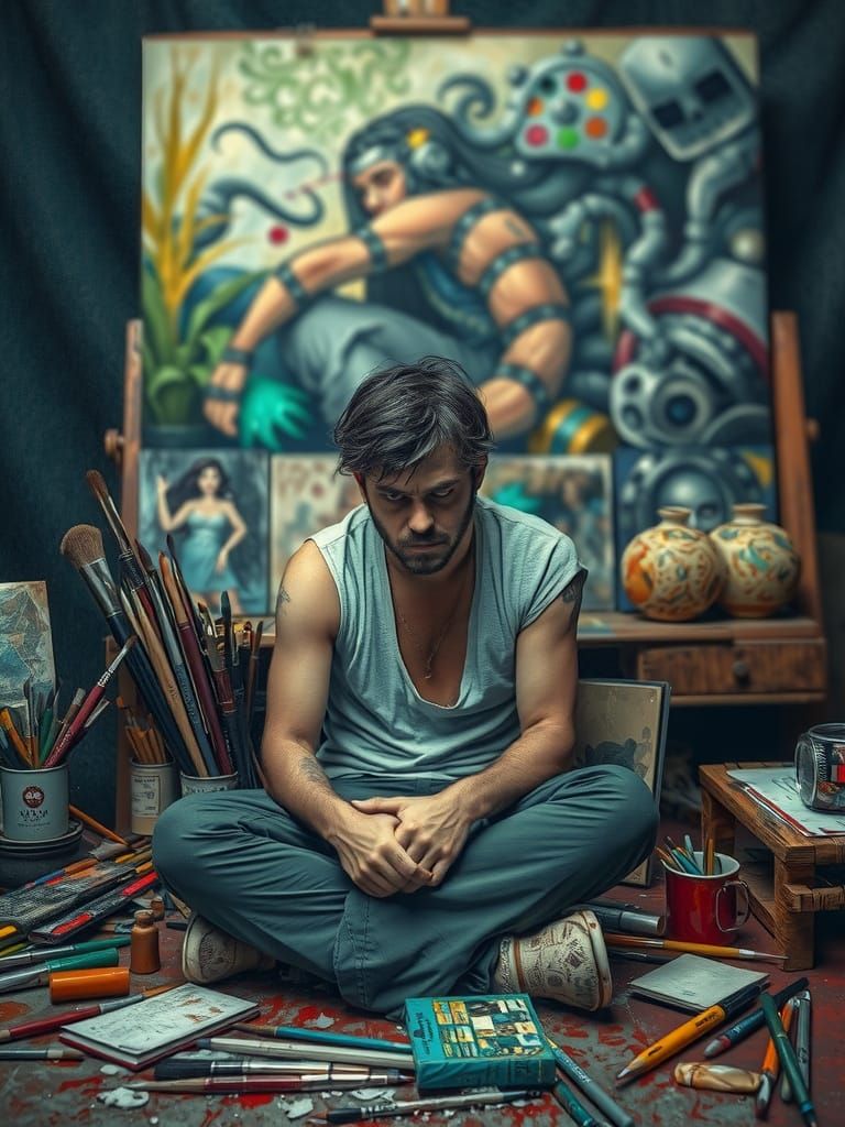 Distraught Artist Confronts Censored Masterpiece