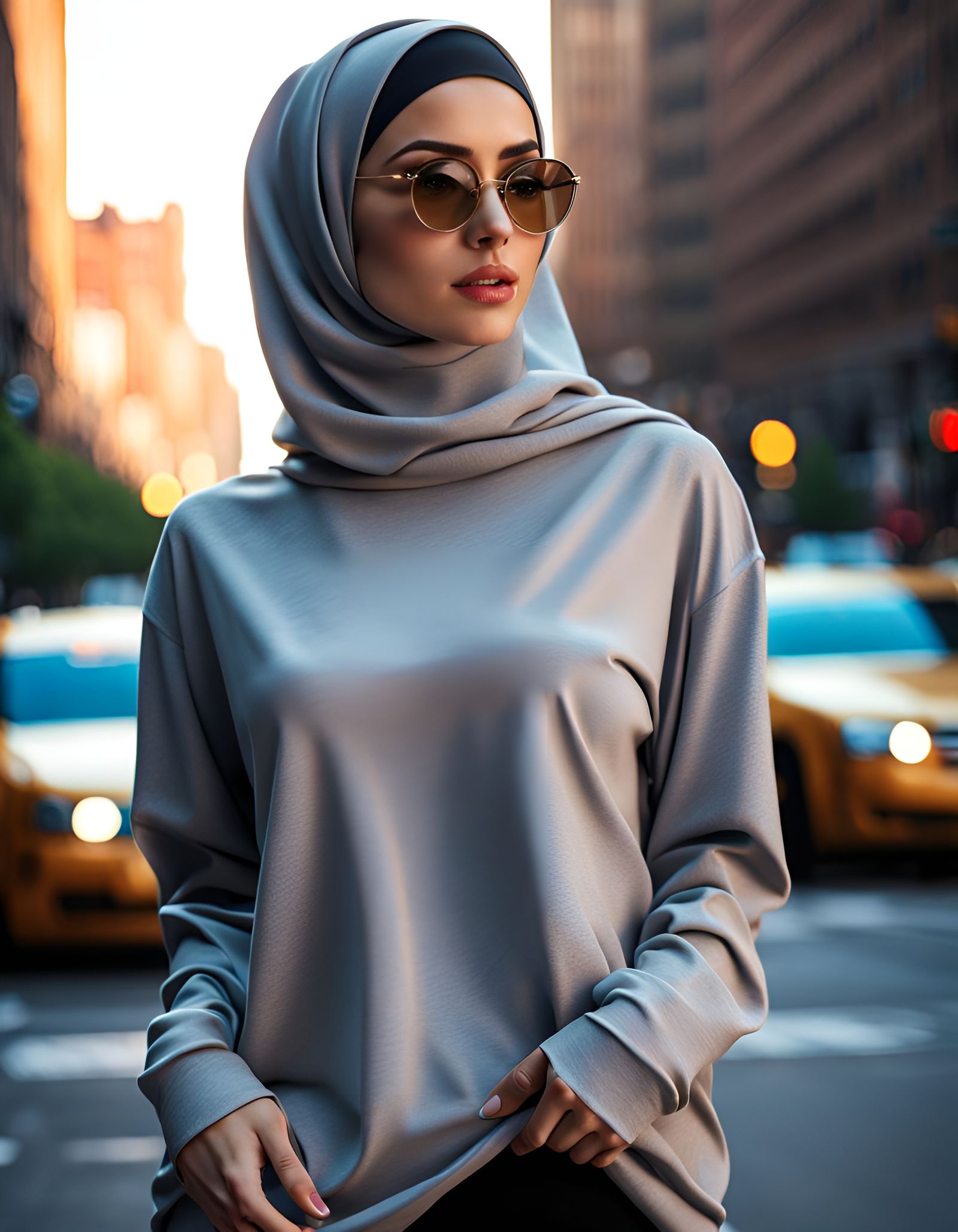 Hijabi Woman in New York City, Digital Art