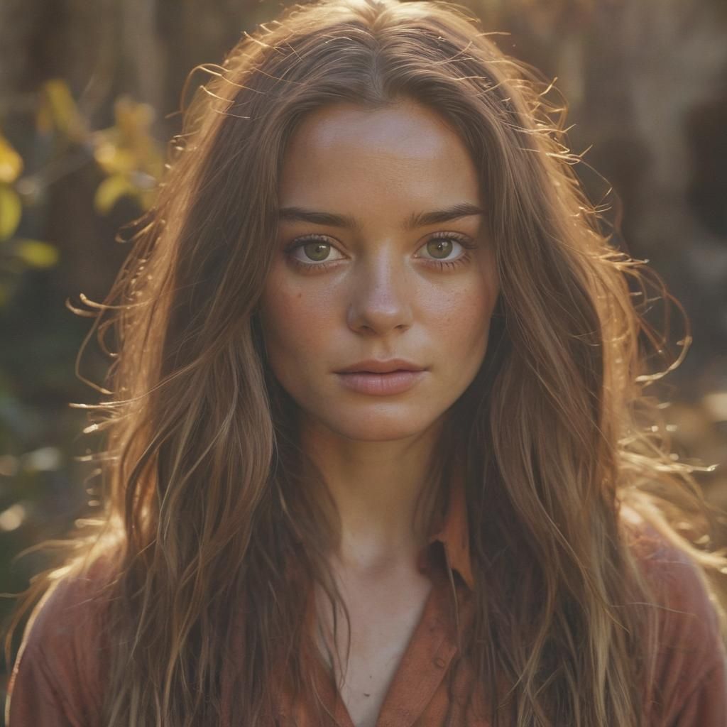 Earthy Woman with Multicolored Eyes in Magic Realism