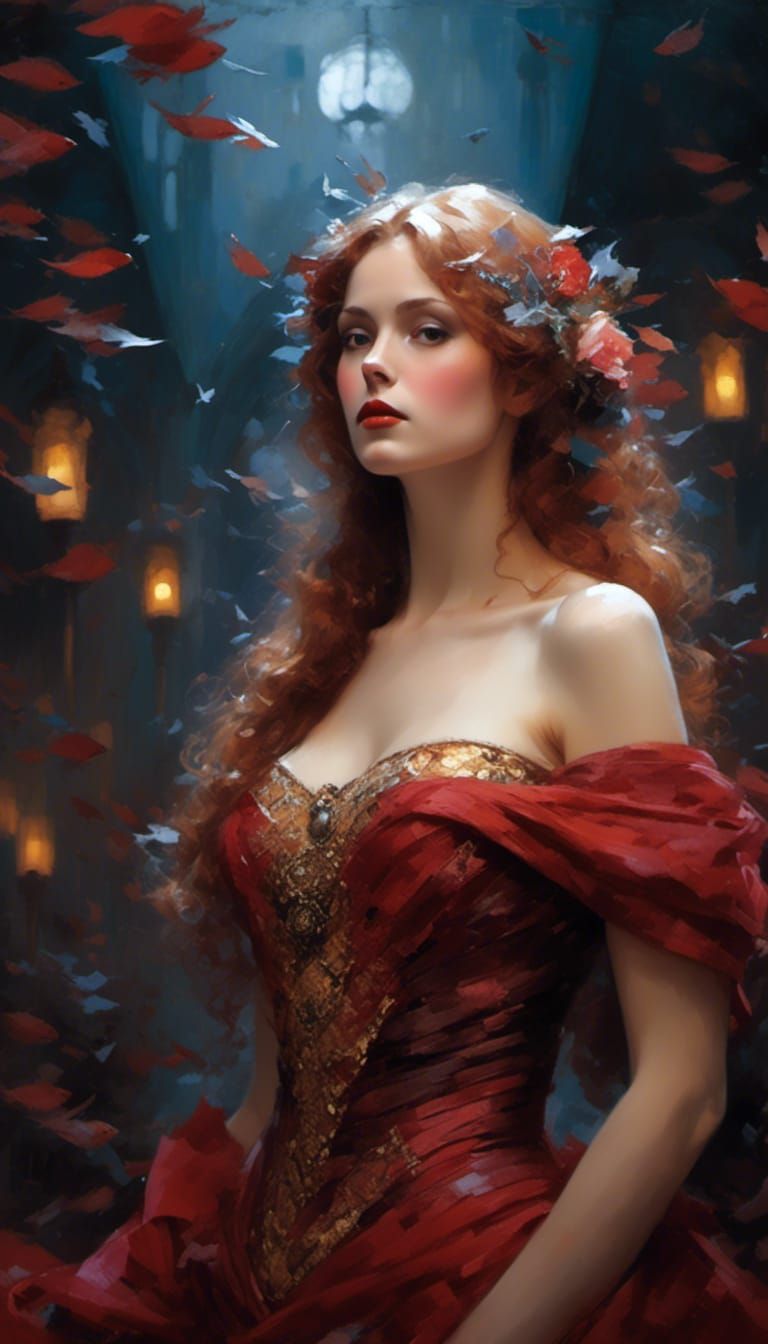 Jessica Rabbit as a Waterhouse Painting