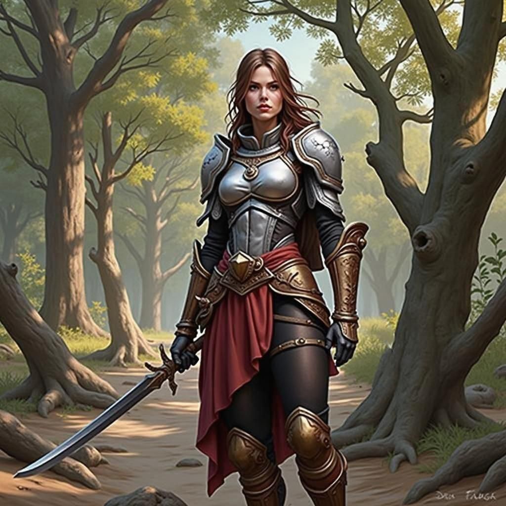 D&D female human fighter.