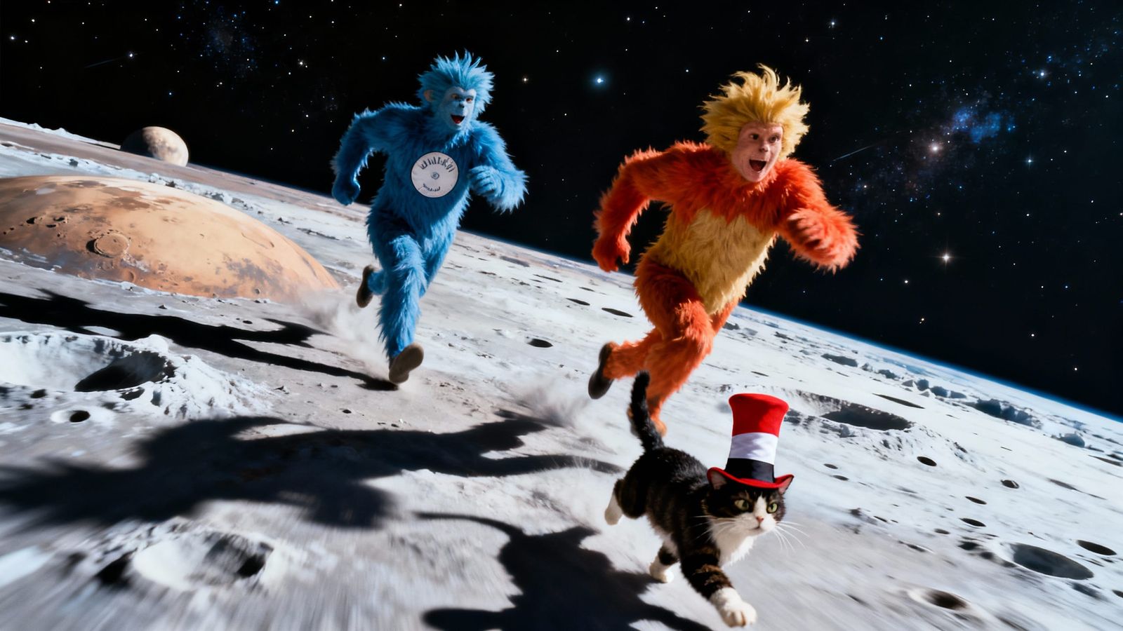 Thing 1 and Thing 2 Chase Cat in Hat on Pluto