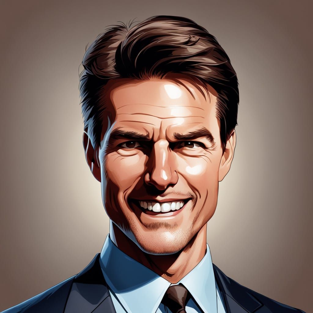 Cartoon Caricature of a Smiling Man in Comic Book Style