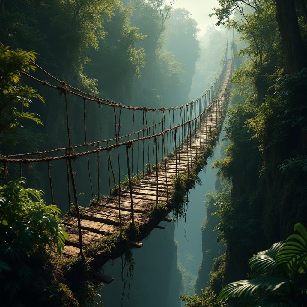 Bridges of Jungle Peril in Photorealistic Style
