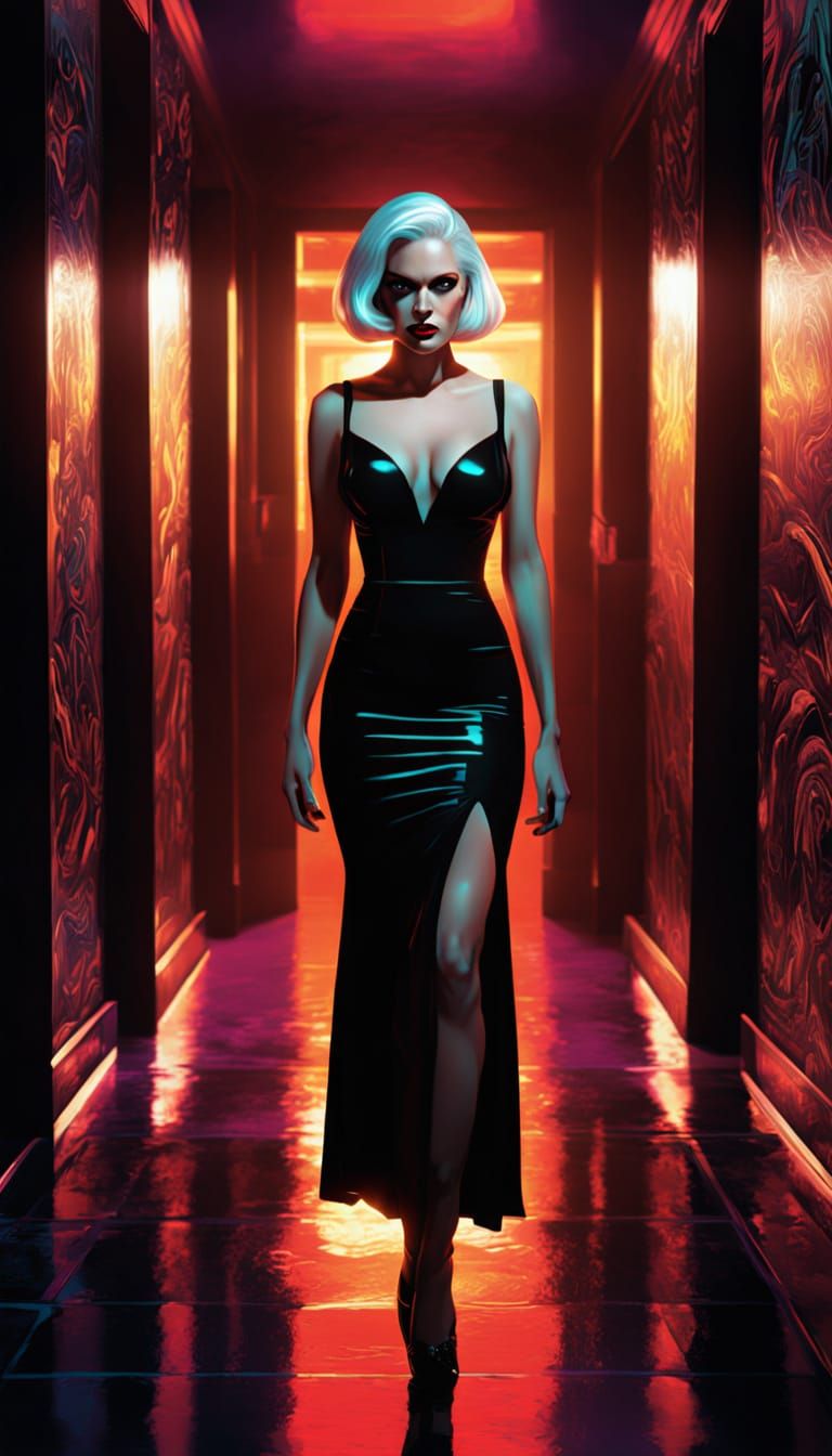 Comic Book Style Woman in Evening Dress